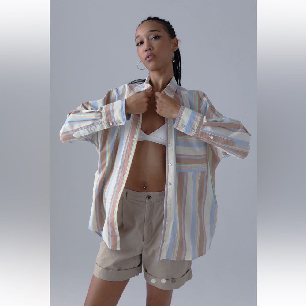 Uo Neutral Striped Button Down - image 1